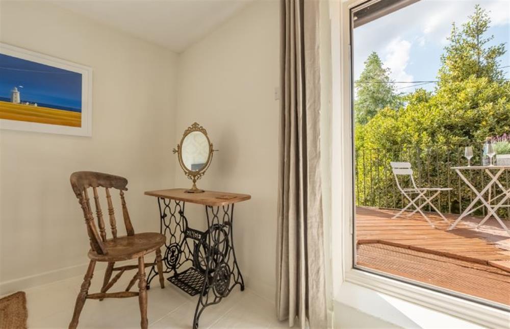 First floor: Balcony from the master bedroom at Ivy Cottage, Docking near Kings Lynn