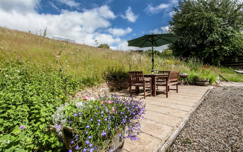 Garden to the rear with BBQ at Ixworth Cottage in Ottery St Mary