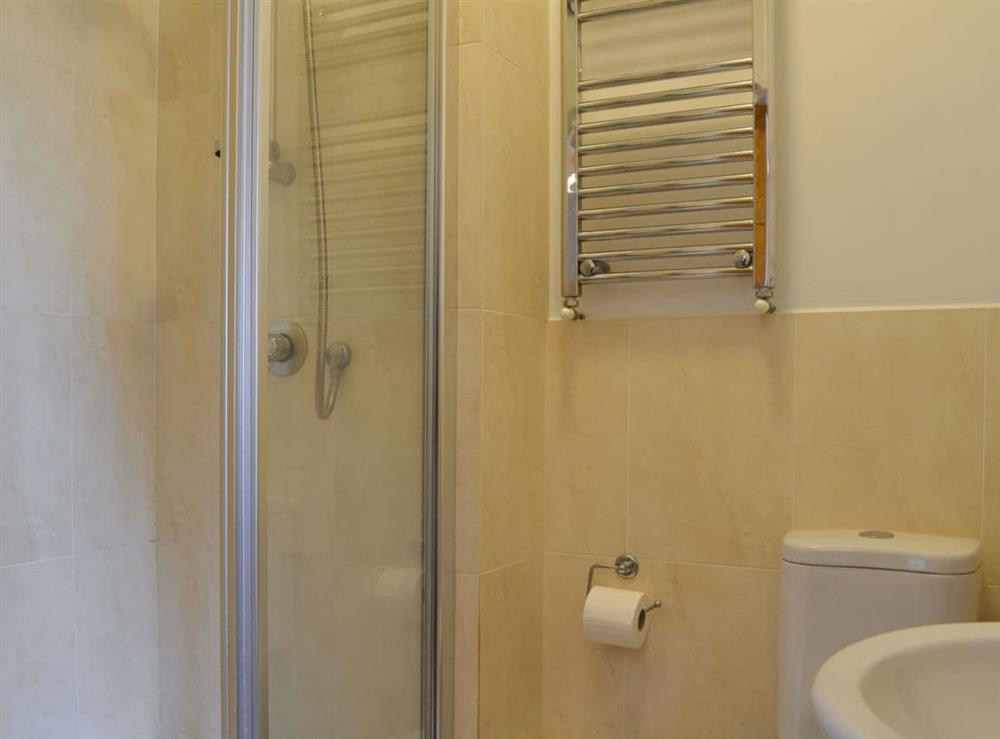 En-suite shower room with heated towel rail at Jasmine Cottage in Consett, near Durham, County Durham, England