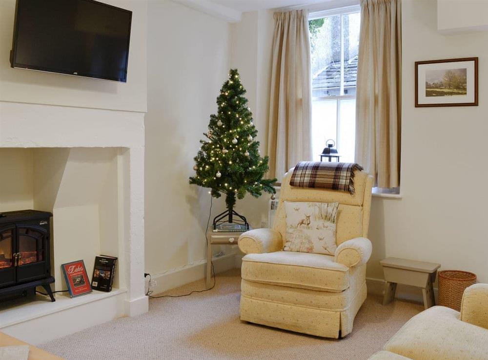 Living room at Christmas at Jasmine Cottage in Keswick, Cumbria