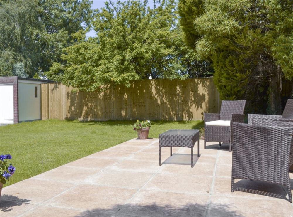 Sitting-out area with rattan furniture at Jasper in Broadstone, near Bournemouth, Dorset