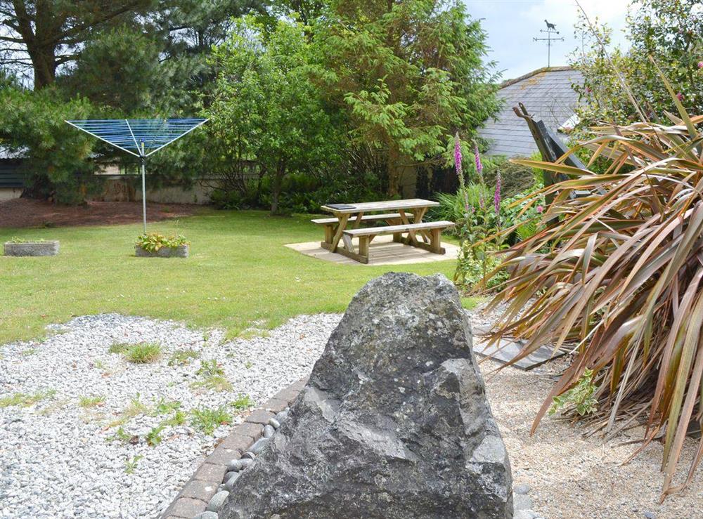 Garden with sitting-out-area at Jemima Cottage in St Martin, Nr Helston, Cornwall., Great Britain