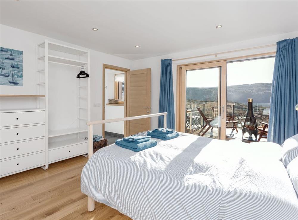 Spacious double bedroom at Jill Strawbale House in Strontian, near Fort William, Highlands, Argyll