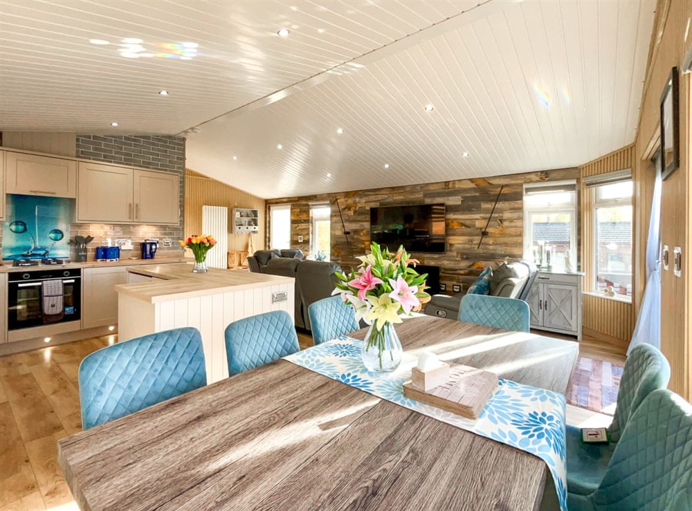 Open plan living space at Joejendav Lodge in Banchory, Aberdeenshire