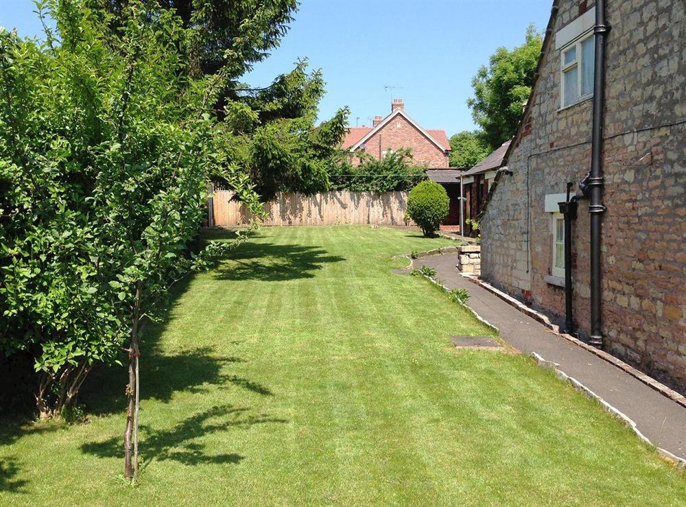 Long Lawn at side of property at Jug and Glass Cottage in Nether Langwith, near Mansfield, Nottinghamshire