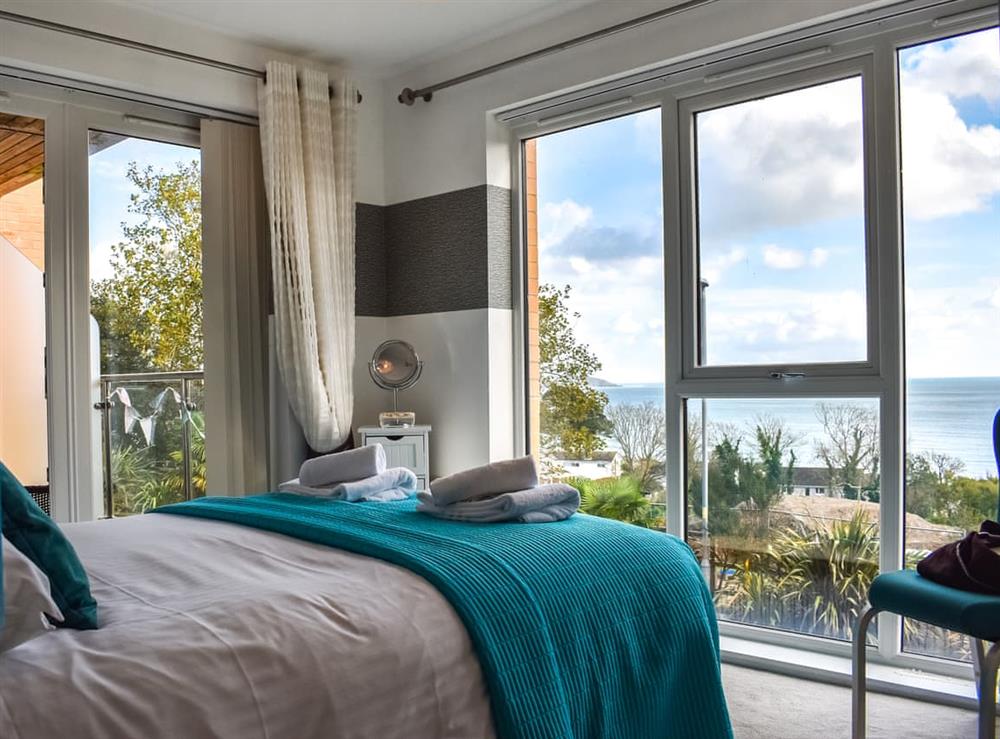 Double bedroom at Kamal in Duporth, near St Austell, Cornwall