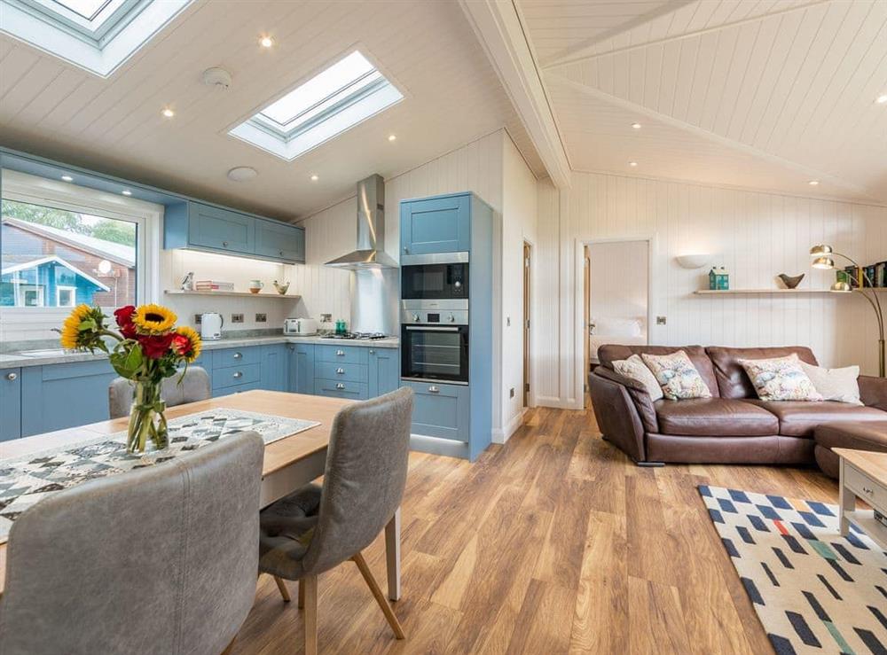 Convenient open-plan living space at Karelia Lodge in Keltyneyburn, near Aberfeldy, Perthshire