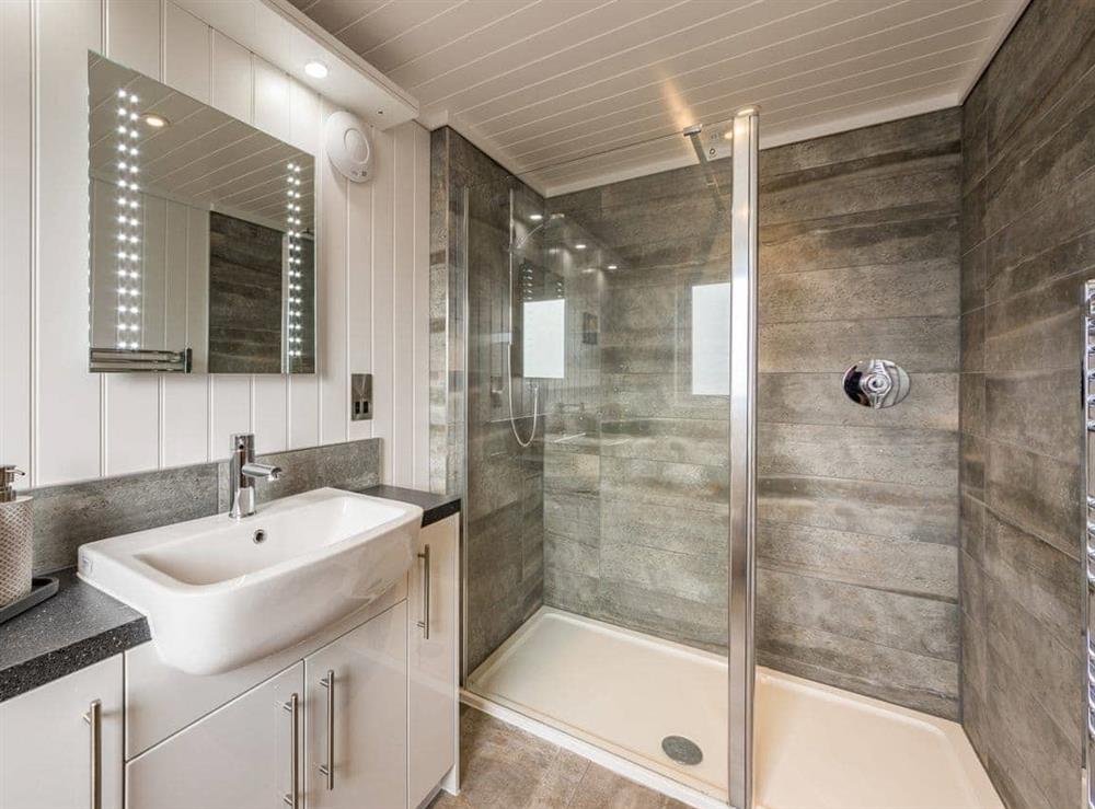 En-suite shower room at Karelia Lodge in Keltyneyburn, near Aberfeldy, Perthshire