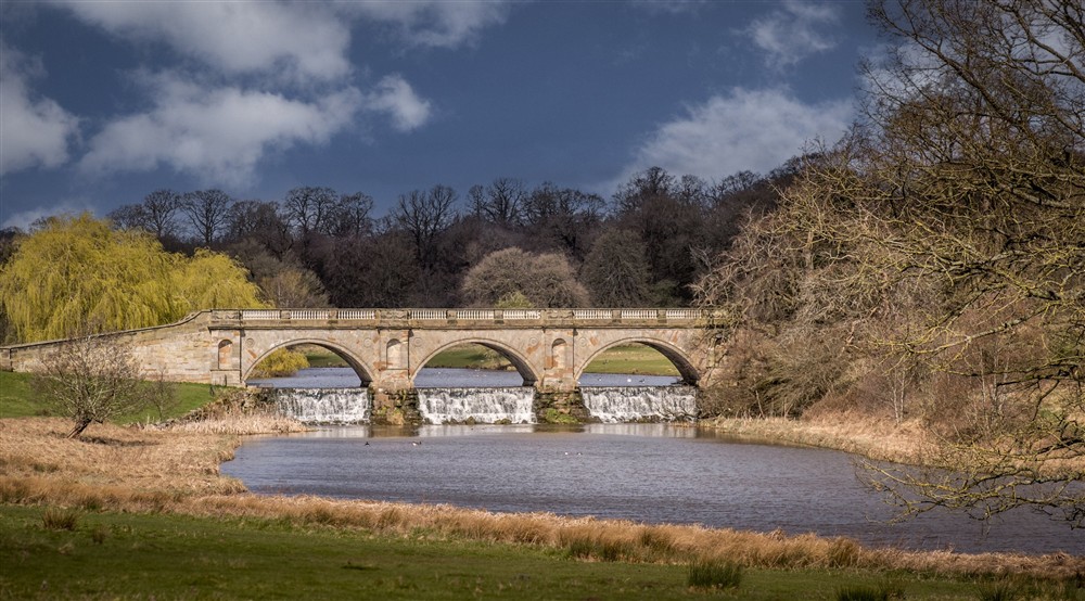 The 18th-century bridge at Kedleston Park House in Derby, Derbyshire