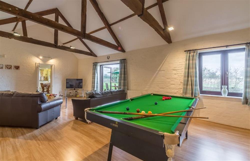 Ground floor: Therefts even a pool table in the sitting room at Keepers Cottage, West Barsham near Fakenham