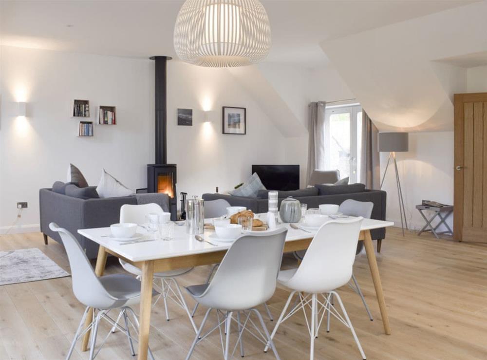 Contemporary living and dining area at Kenmore Lodge in Balnaskeag, near Kenmore, Perthshire