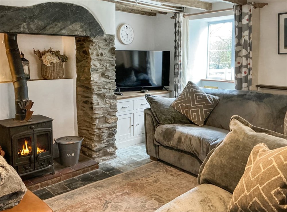 Living area at Kents Cottage in North Cornwall, England