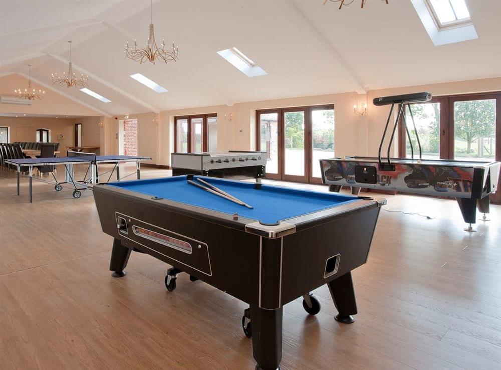 The function hall has a well-equipped games area at Kestrel Barn in Sculthorpe, Fakenham, Norfolk., Great Britain