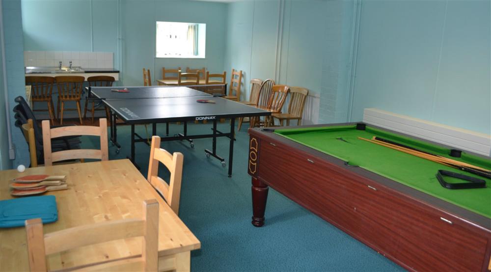 The games room at Kestrel Bunkhouse in Pembroke, Pembrokeshire