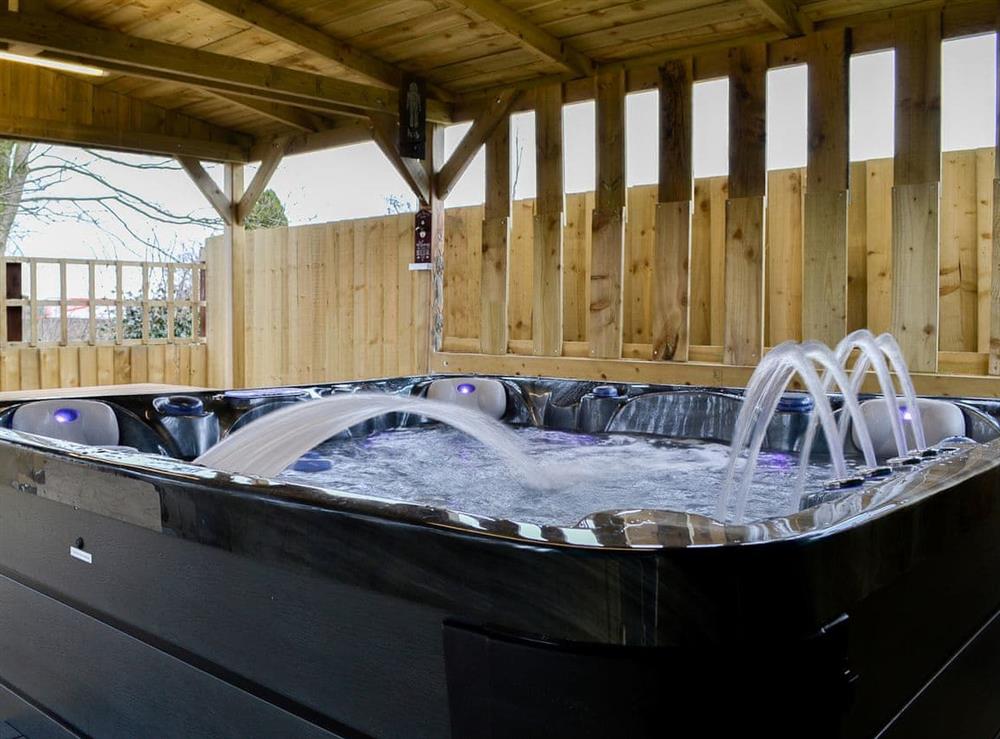 Hot tub with lights and speakers at Key to the Esk in Longtown, near Carlisle, Cumbria