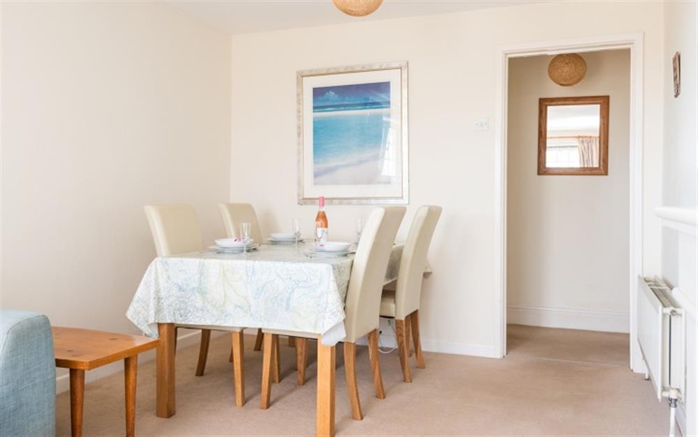 A closer look at the dining area  at Kimberley Garden Cottage in Ringmore