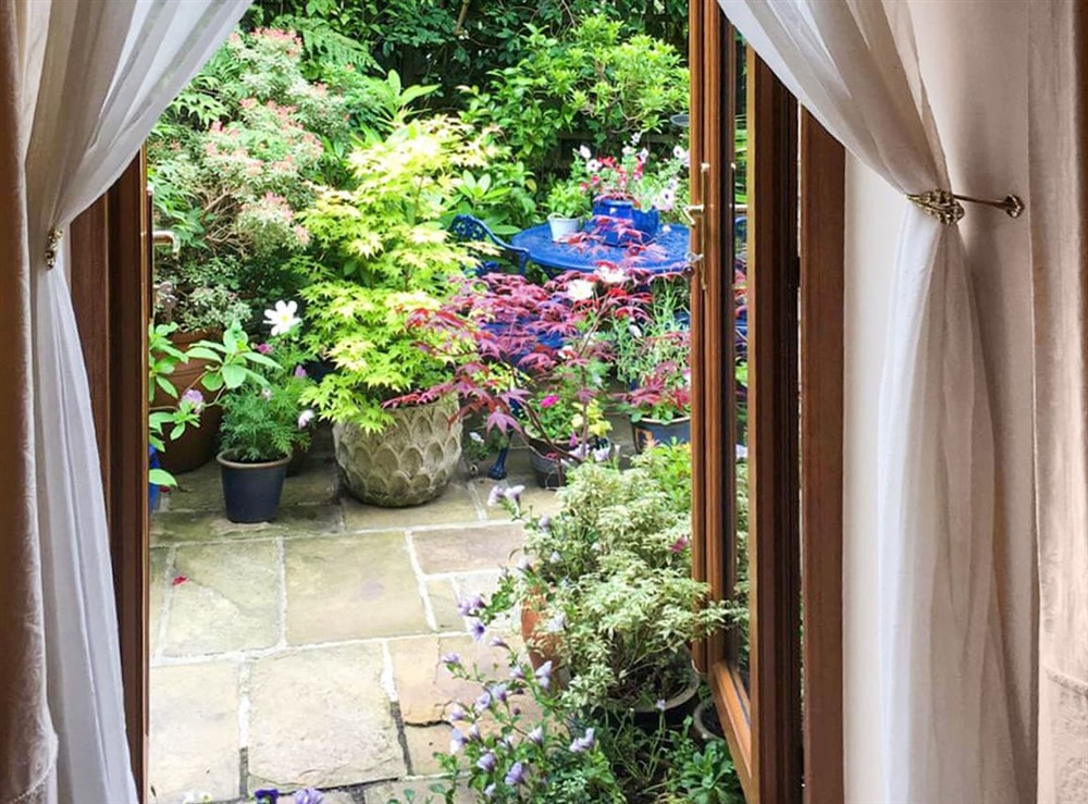 Terrace at Kinder Cottage in Hayfield, Derbyshire