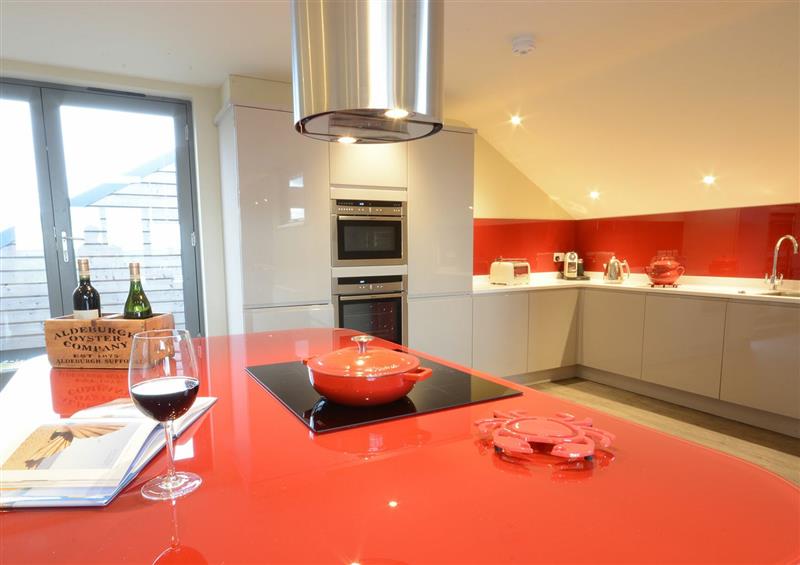 This is the kitchen at King George Penthouse, Aldeburgh, Aldeburgh