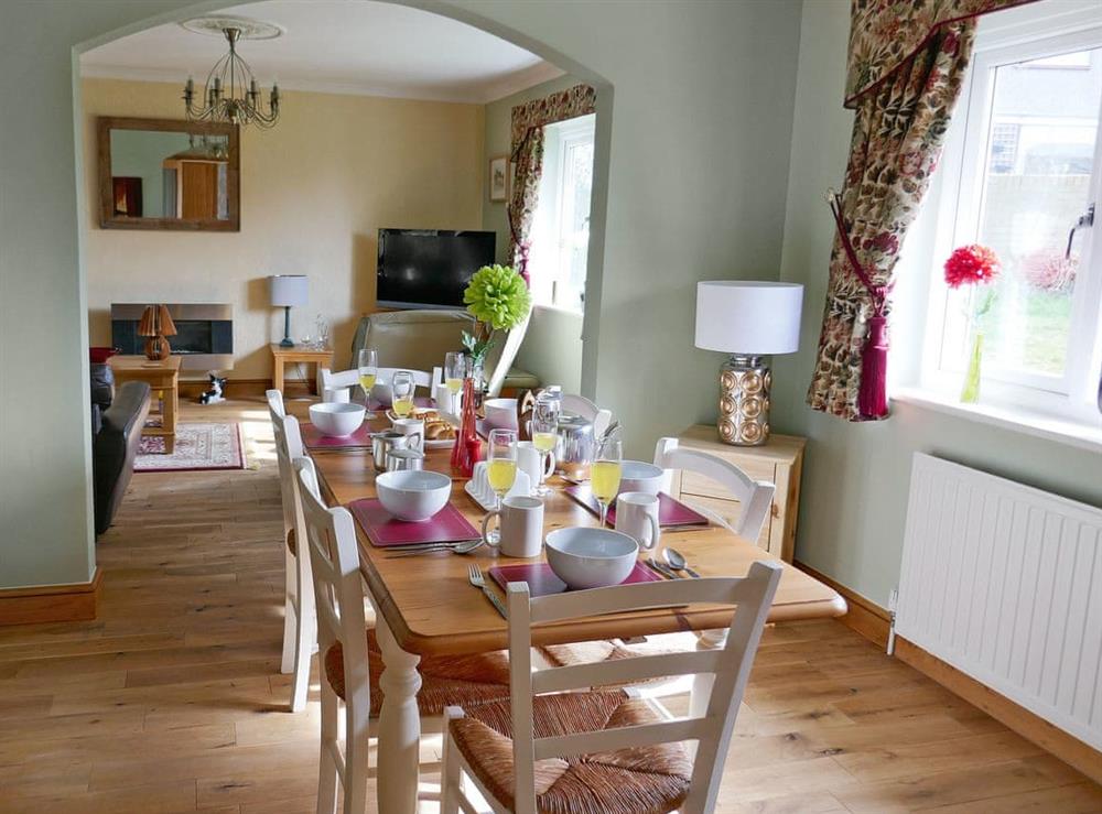 Inviting dining room at Kingfisher Cottage in Amble, Northumberland