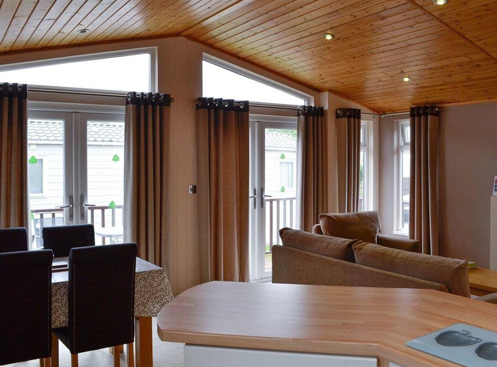 Open plan living space at Kingfisher Lodge in Hopton-on-Sea, Great Yarmouth, Norfolk