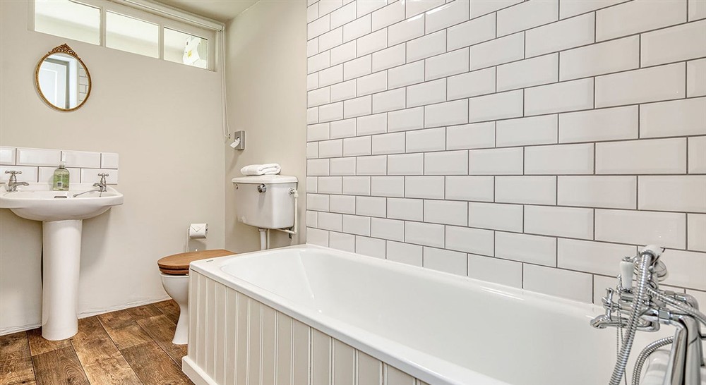 The first bathroom at Kingfisher View in Lynton, North Devon