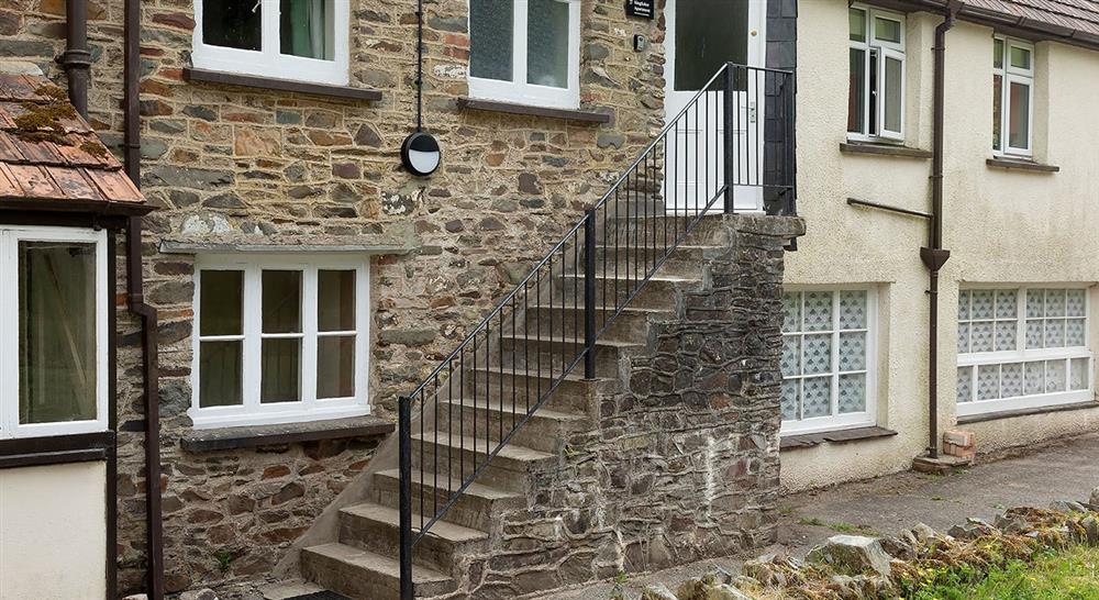 The stairs to the entrance of Kingfisher View, Devon at Kingfisher View in Lynton, North Devon