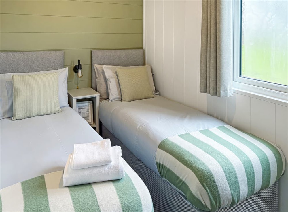 Twin bedroom at Kings Moor Retreat 3 in Coleorton, near Coalville, Leicestershire