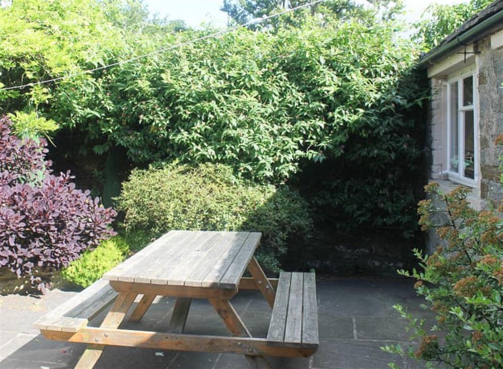 Patio with outdoor furniture at Kingston House in West Witton, near Leyburn, North Yorkshire