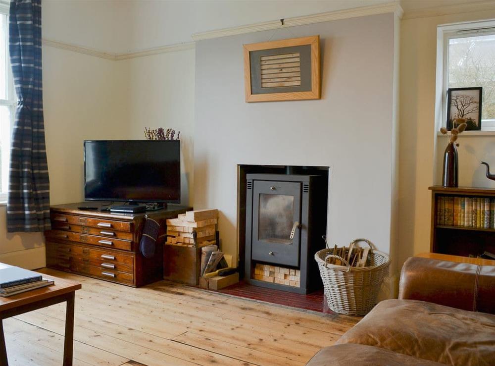 Comfortable living room with wood burner at Kingswood in Whitehaven, Cumbria