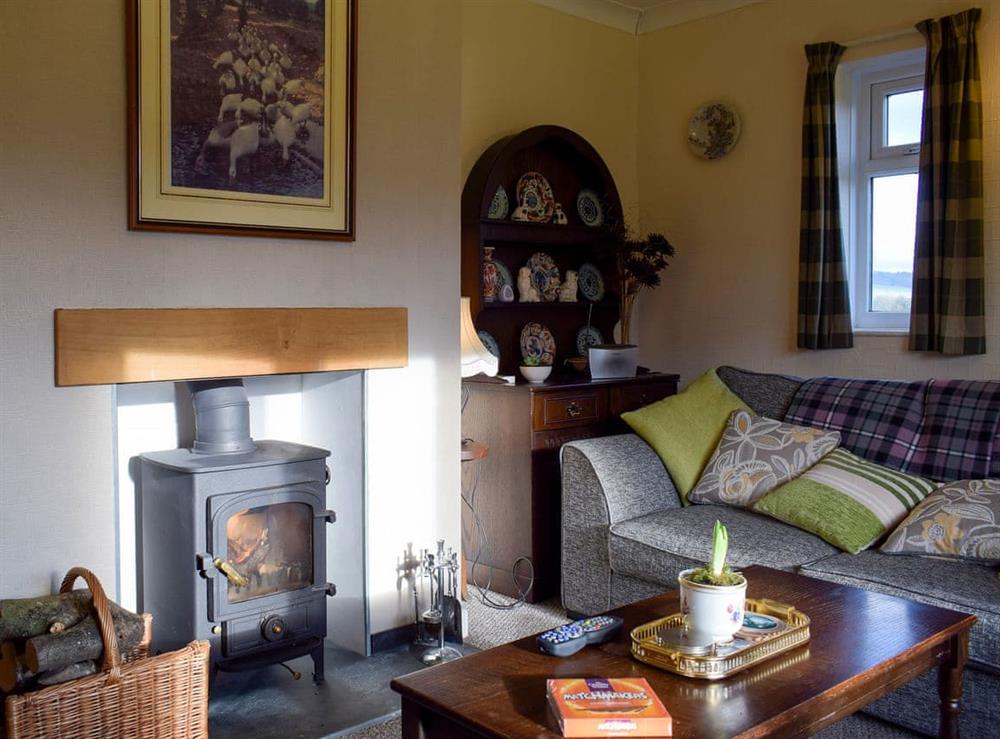 Cosy living room with wood burner at Kinverley in Walton, near Kington, Powys