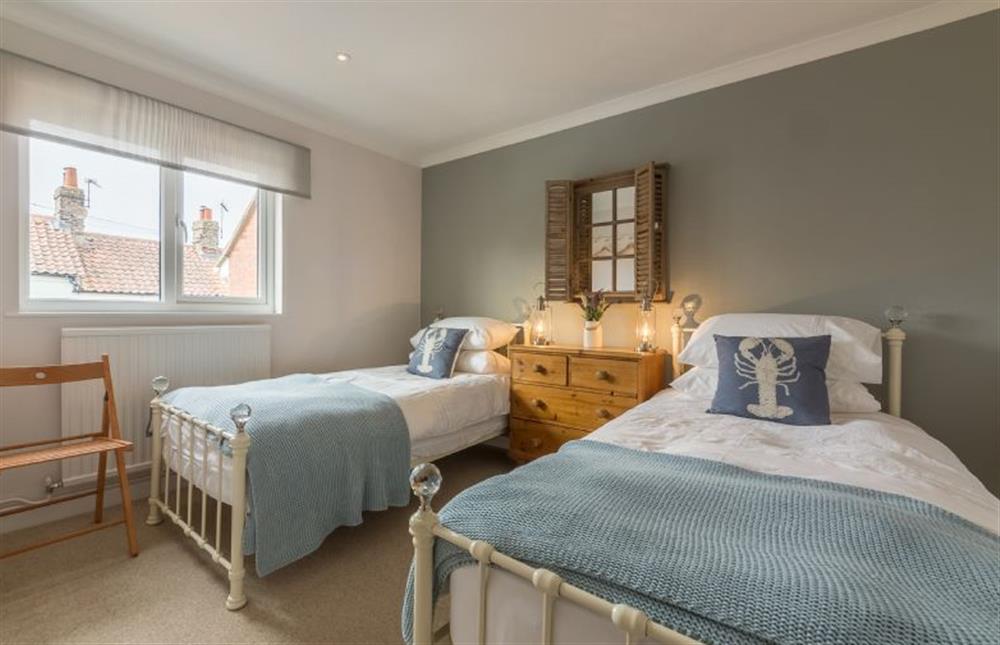 Kipling House:  Bedroom three with wrought iron twin beds  at Kipling House, Wells-next-the-Sea