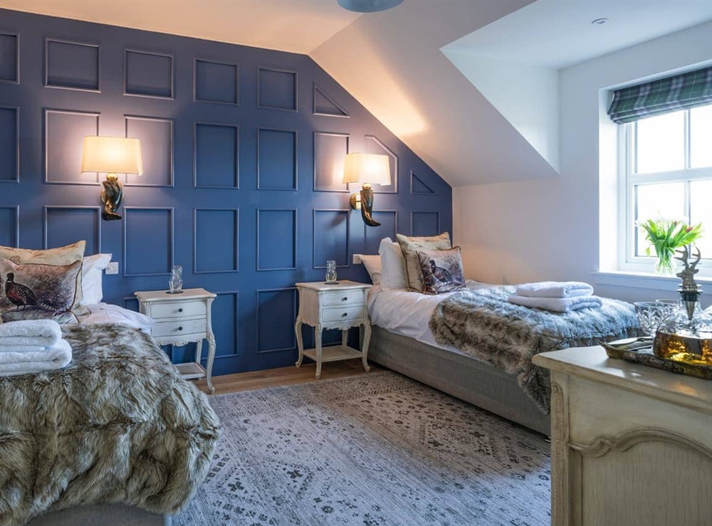 Twin bedroom at Kipney Farmhouse in Logiealmond, near Crieff, Perthshire