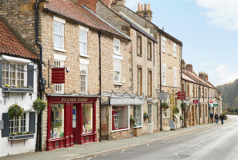Shops in the nearby pretty market town of Helmsley at Kirby Cottage, Harome