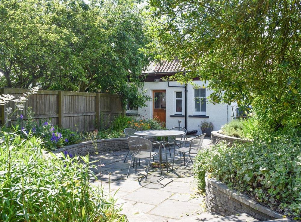 Attractive patio and garden at Kirkview Cottage in Upper Largo, near Leven, Fife