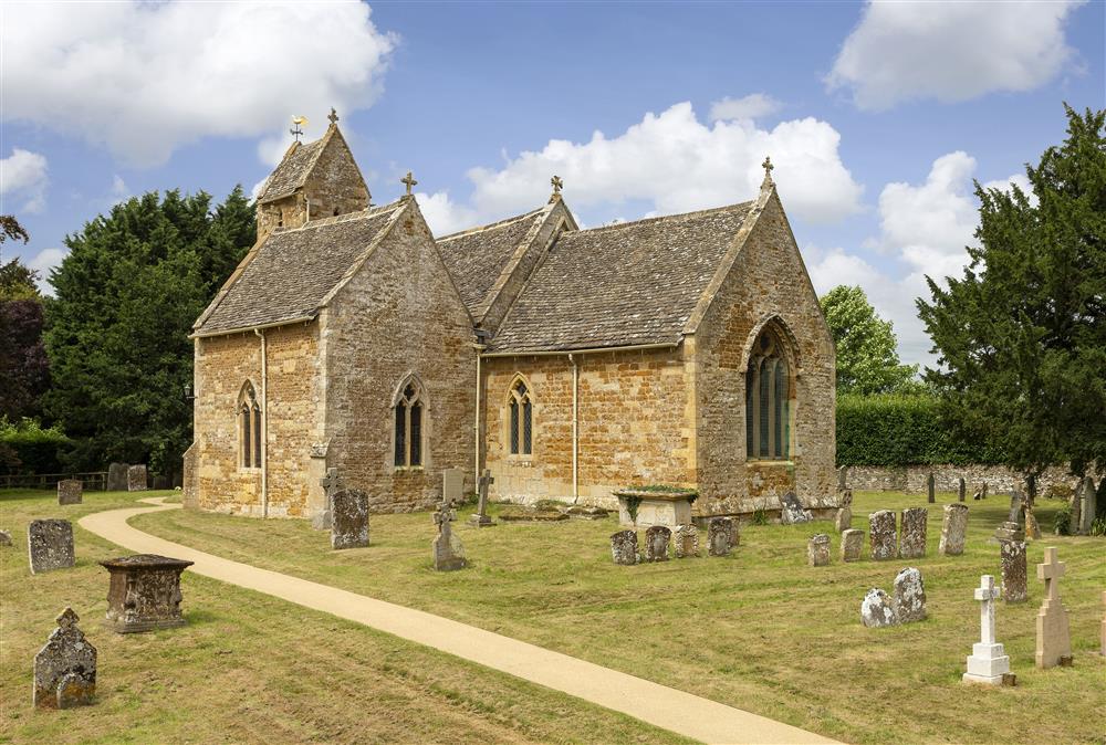 The beautiful Church of St Lawrence which was built during the Medieval period at Kitchen Garden Cottage, Barton-on-the-Heath