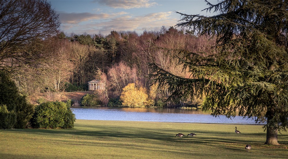 The 83 acre serpentine lake at Kitchen Garden Cottage in Worksop, Nottinghamshire