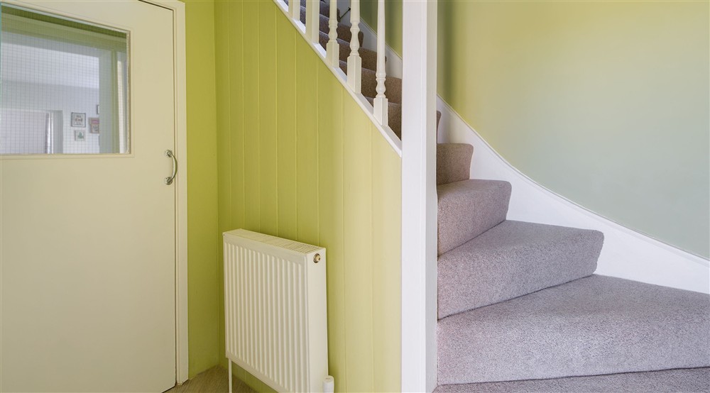 The hall and stairs at Kitchen Garden Cottage in Worksop, Nottinghamshire