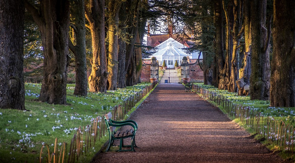 The path to the walled kitchen garden at Kitchen Garden Cottage in Worksop, Nottinghamshire