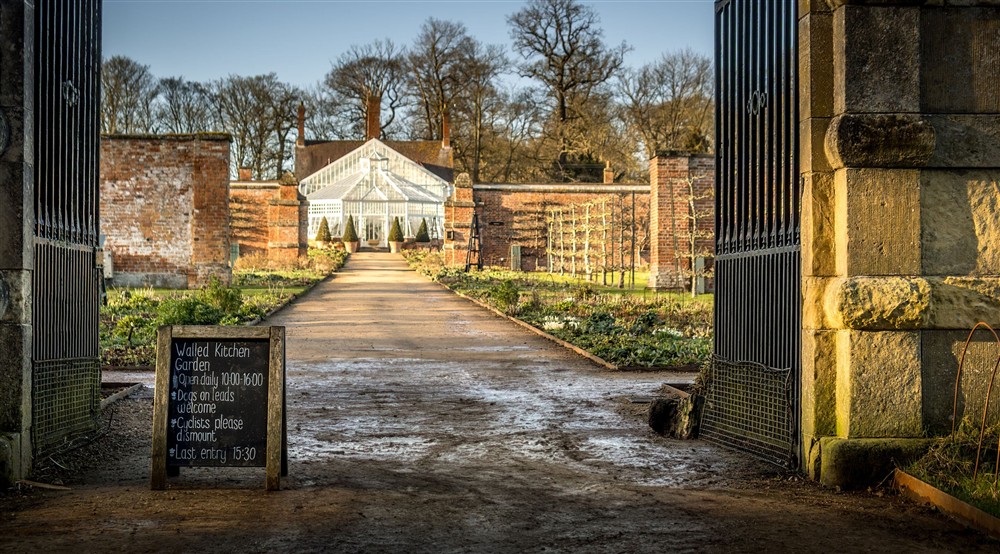 The walled kitchen garden at Kitchen Garden Cottage in Worksop, Nottinghamshire