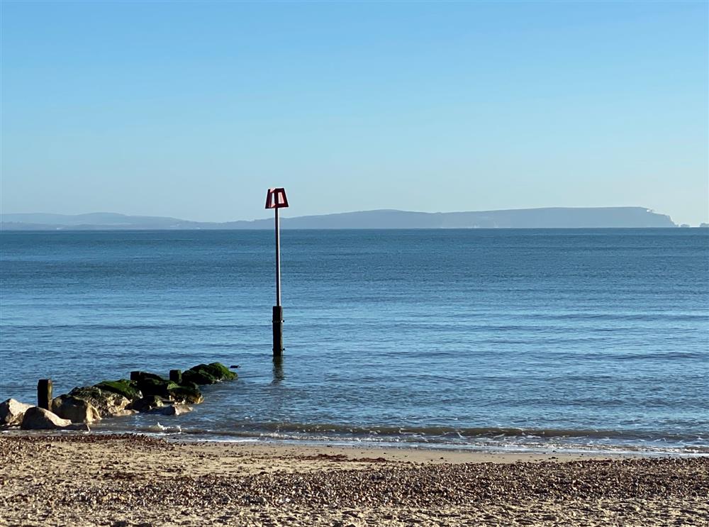 Views from Avon Beach across to the Isle of Wight at Kittiwake, Highcliffe-on-Sea, Dorset