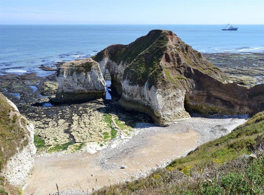 The beautiful and dramatic North Sea coastline at Kittiwake House in Flamborough, East Riding of Yorkshire
