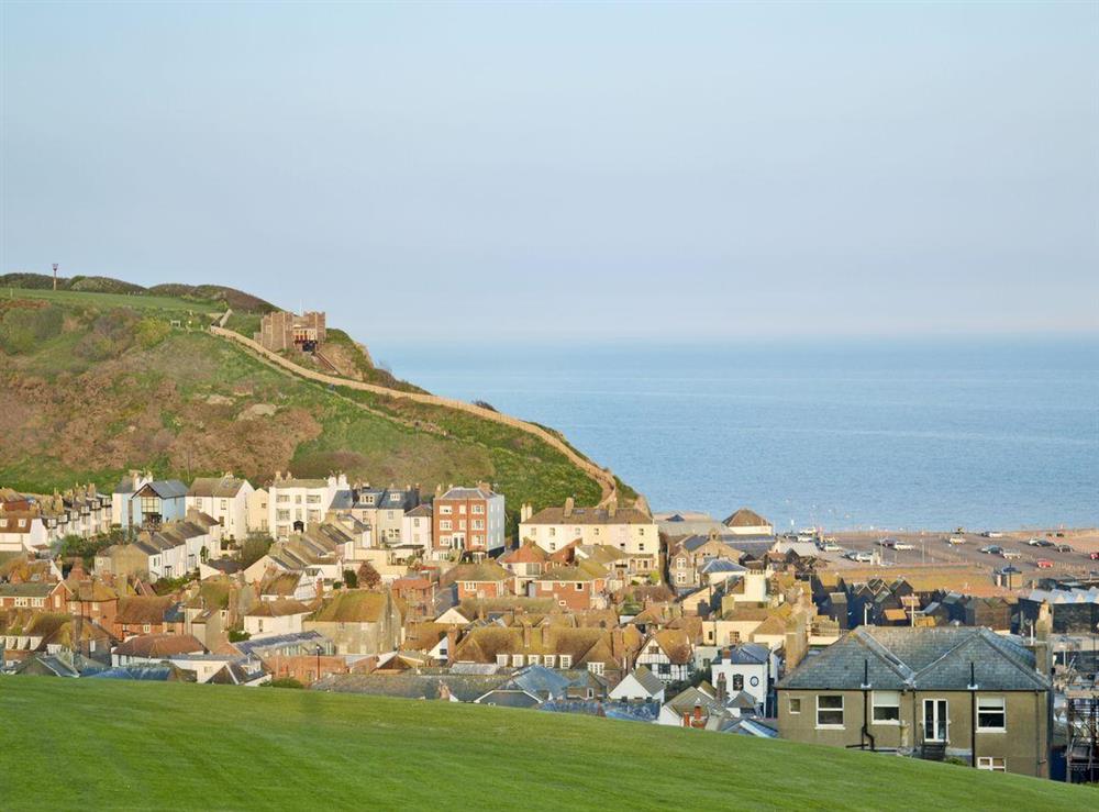 Hastings from west cliff at Kittiwake House in Hastings, East Sussex