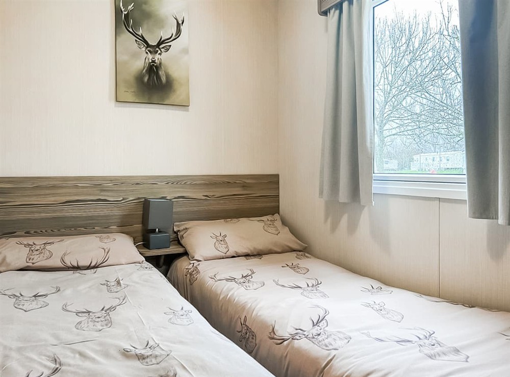 Twin bedroom at Kjs Holiday Haven in Ayr, Ayrshire