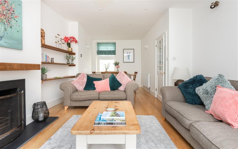 Spacious, double-aspect open plan living room. at Knott Cottage in Dartmouth