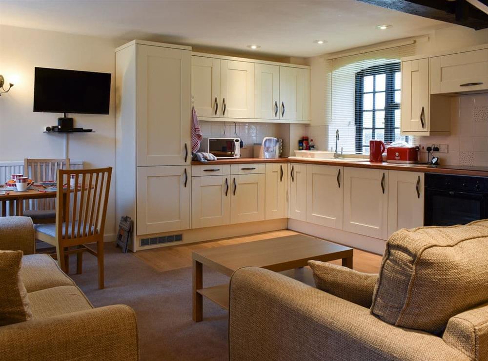 Open plan living space at Knowle Cottage in Colaton Raleigh, near Sidmouth, Devon