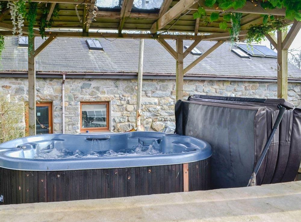 Luxurious hot tub at Kris Kin in Criccieth, Gwynedd., Great Britain