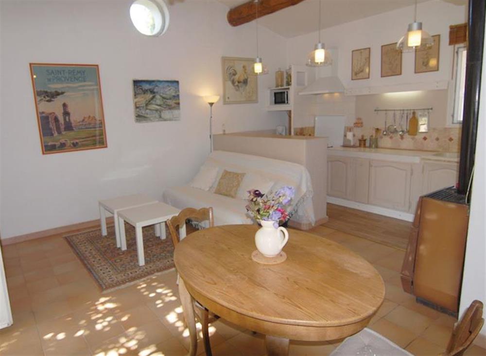 Living area at La Hulotte in Les Baux-de-Provence, Bouches-du-Rhône, France