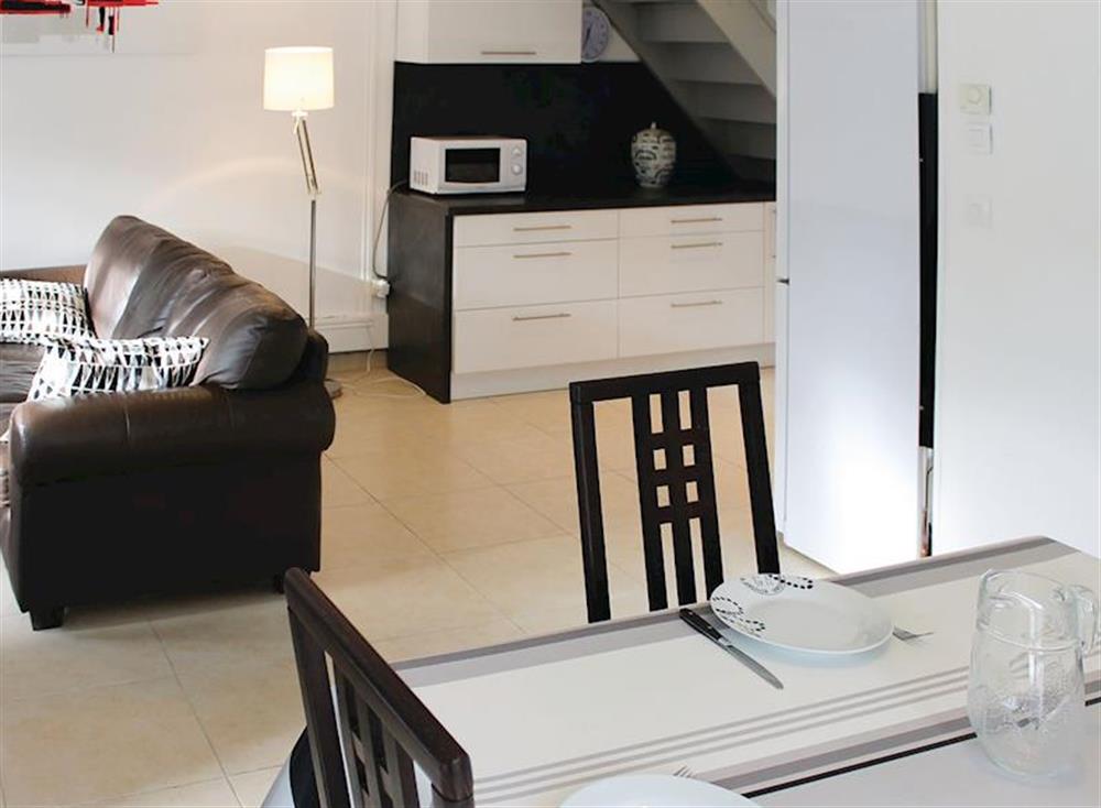 Spacious open plan living area at La Maison Blanche in Bénodet, Brittany, France