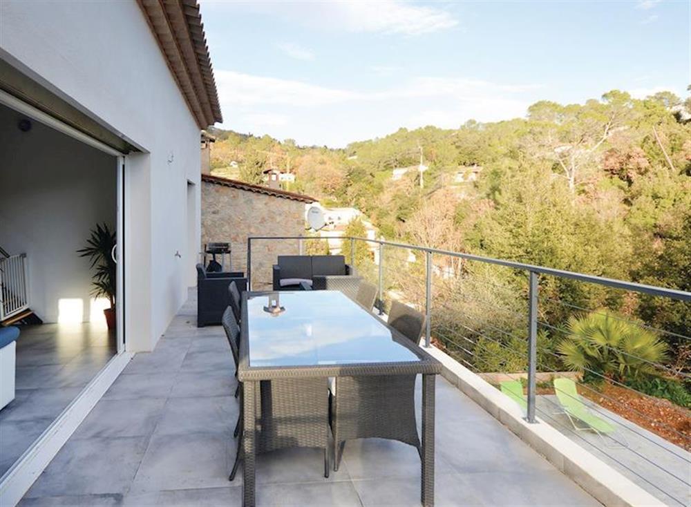 The lovely balcony provides outside space for entertaining at La Maison Moderne in Le Tignet, Côte-d’Azur, France