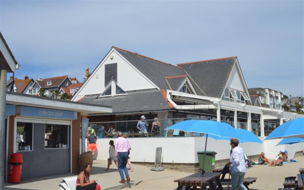 The Gylly Beach Cafe serves lovely lunches, and drinks. at La Mouette in Falmouth